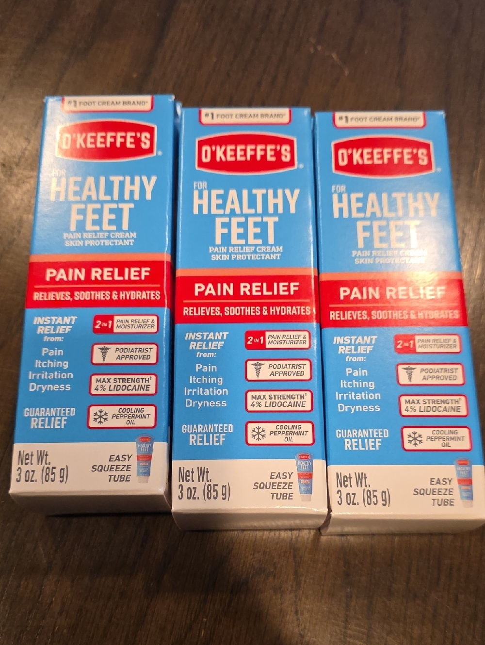3 Tubes of Healthy Feet Pain Relief Cream - Blue